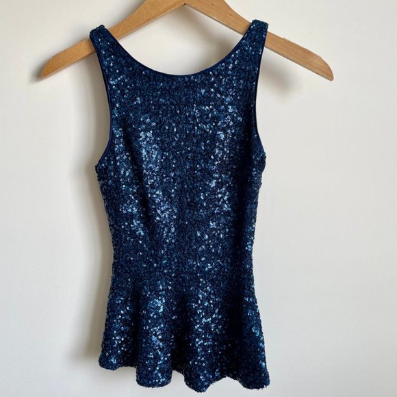 Zara Blue Sequin Peplum top Size XS - Picture 1 of 4